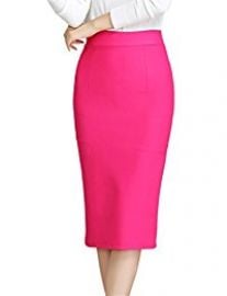 Cekaso Pencil Skirt Cotton Stretchy Split High Waisted Midi Bodycon Skirt at Amazon